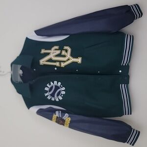 Divided Bronx Bears NYC Varsity Style Jacket Green & Navy (One flaw) Mens XS